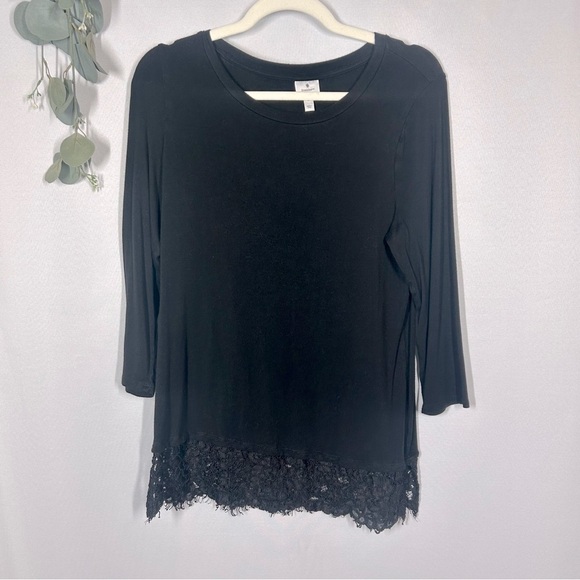 Dress Barn Tops - Dress Barn | Black Lace Trim Blouse Top 3/4 Sleeves Women’s Size Medium